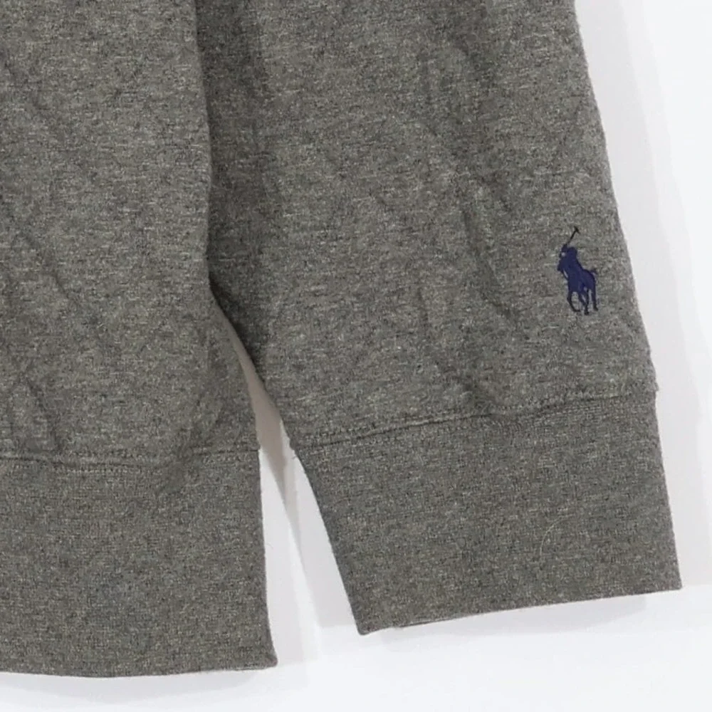 Polo Ralph Lauren Quilted Pullover Mens M Gray Mock Neck Snap Pocket $130 NWT
